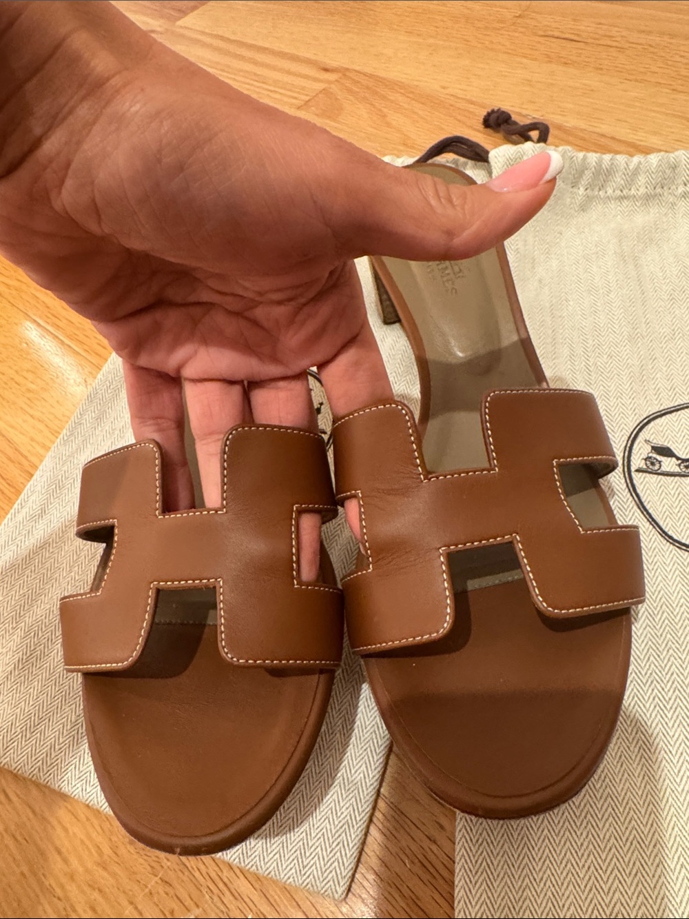 Hermes Brown Oasis Oran Leather Slide Sandals Size 10.5 Womens 41 Europe - Picture 10 of 12